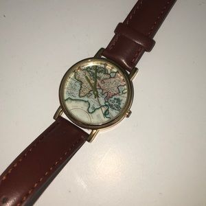 Genuine leather map watch